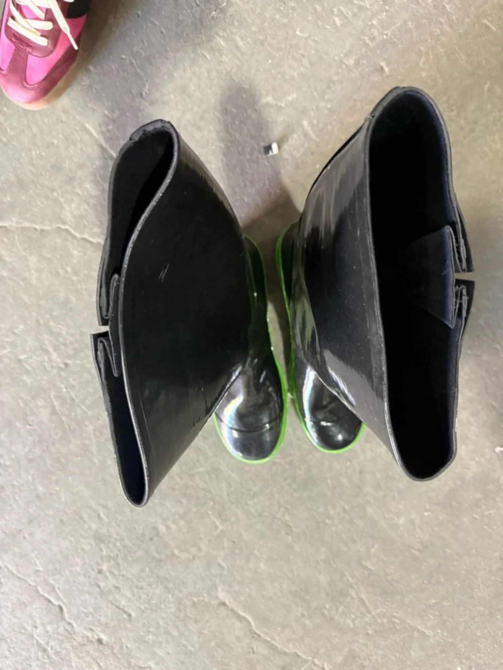 Marc Jacobs Black Rain Boots with Green Sole